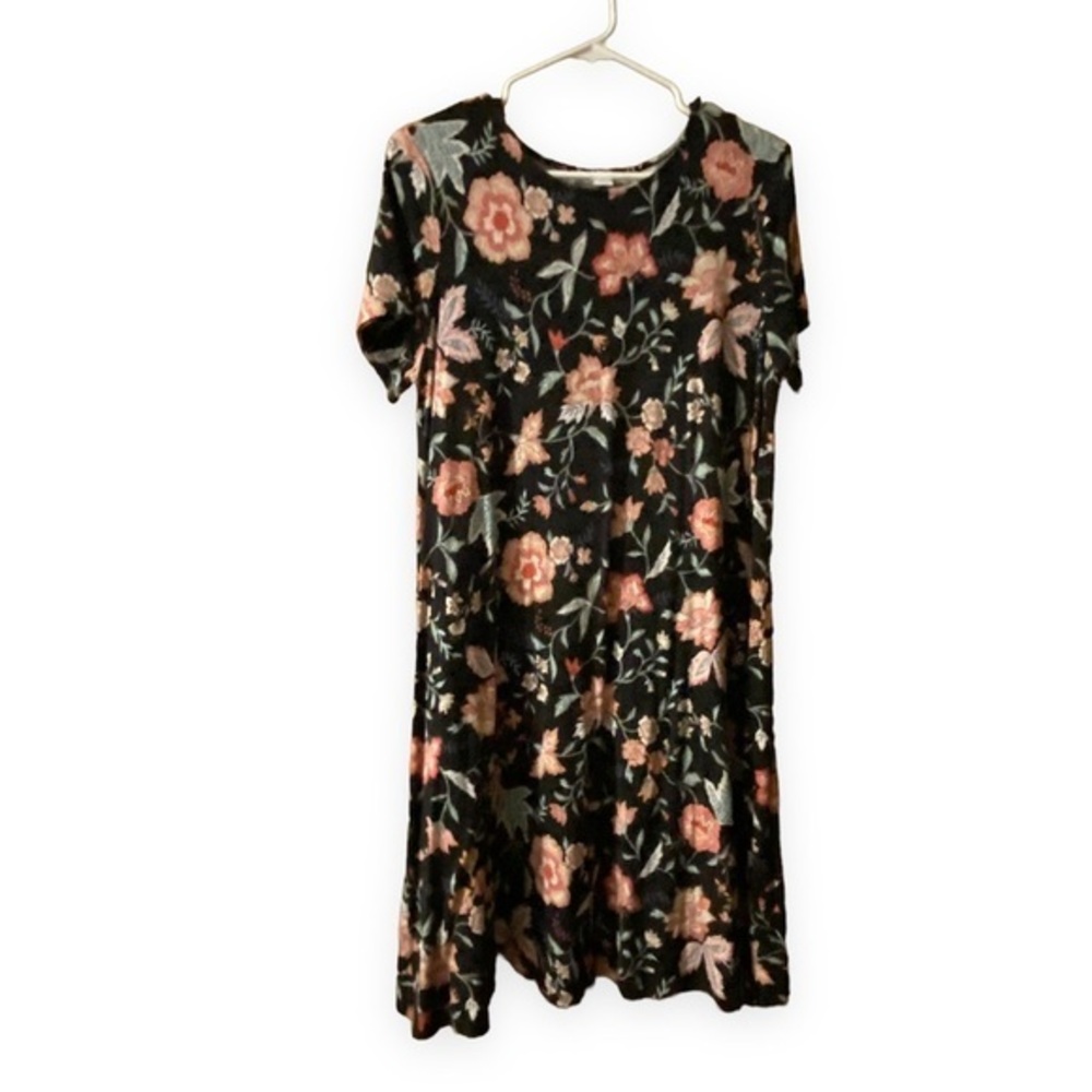 Old Navy Dress Women’s Size L Black Floral Cottage Core Pull Over